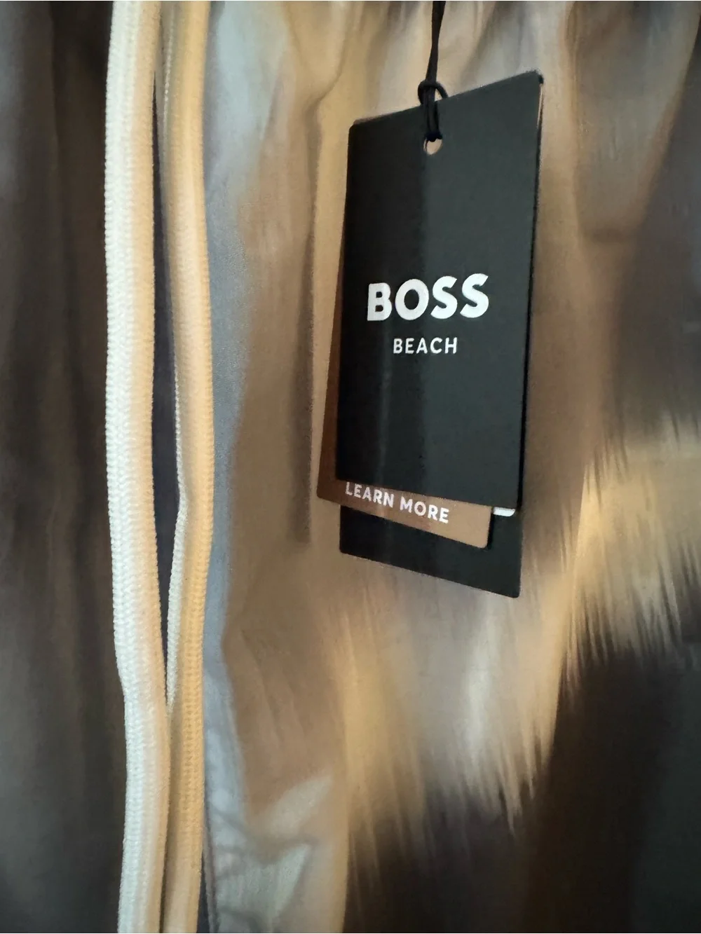 Hugo Boss Gray Swim Trunks with White Accent